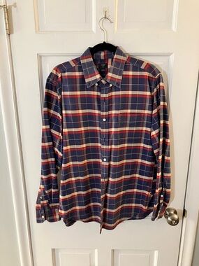 J. Crew Navy, Red & Cream Plaid Button-Down Shirt
